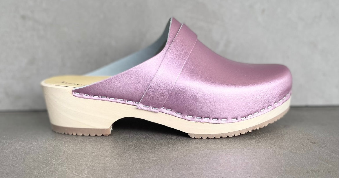 Ingrid, träsko, rosa metallic