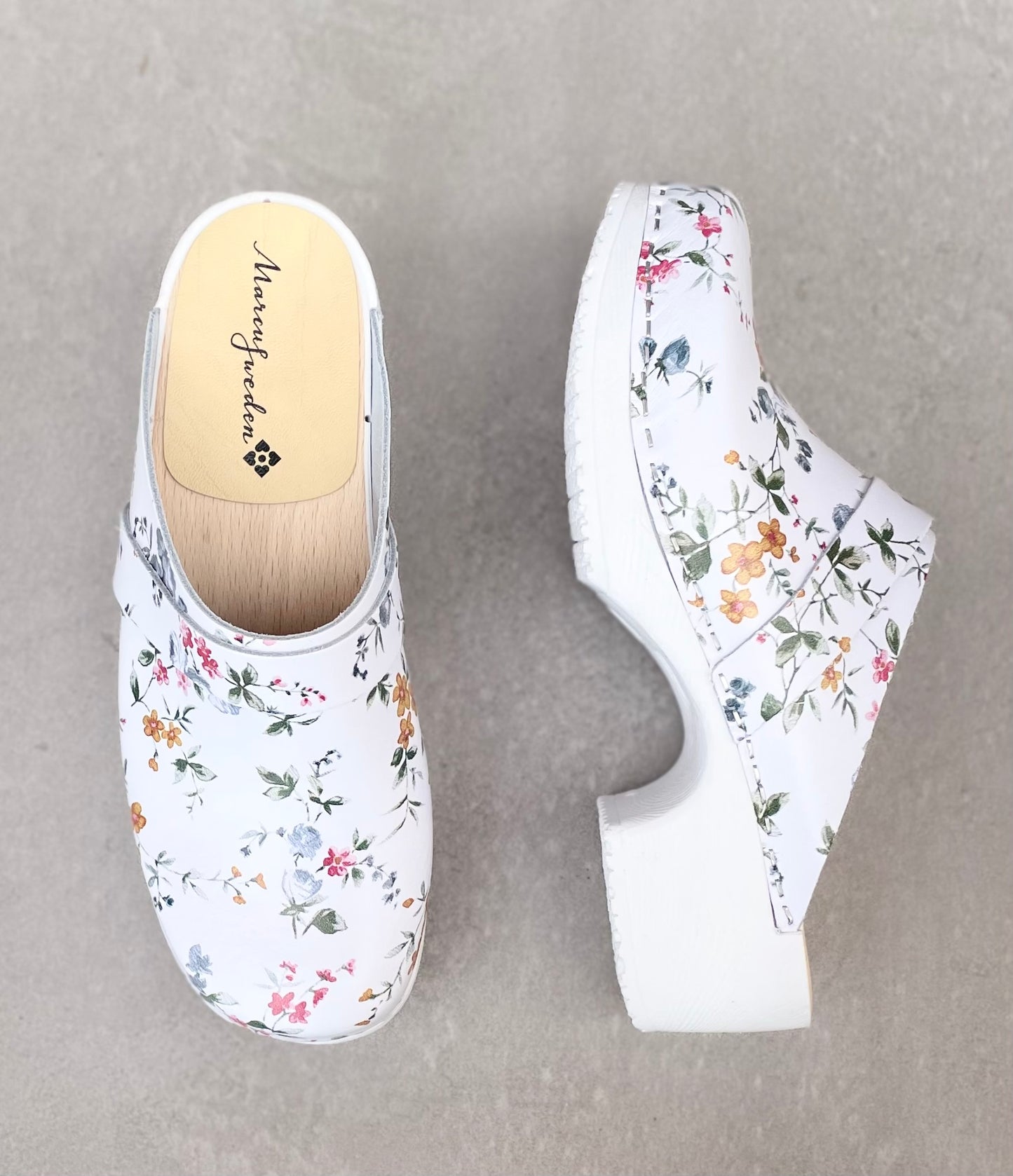 Majken, mjuk träsko, blommor